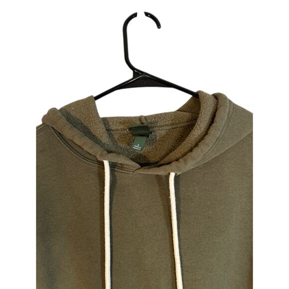 Wild Fable Olive Cropped Hooded Cut Off Casual Pullover Sweatshirt Women Sz S - Picture 4 of 9